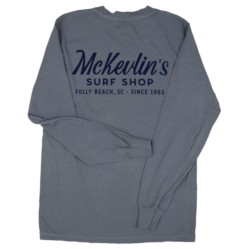 McKevlin's - Craig Script Men's L/S T - Granite - MCKEVLIN'S SURF SHOP