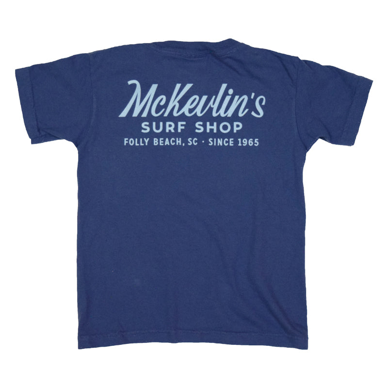 McKevlin's - Craig Script Youth S/S T - China Blue - MCKEVLIN'S SURF SHOP