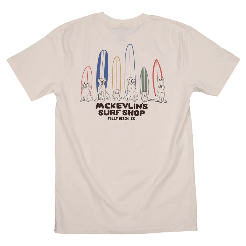 McKevlin's - Fetchin' Waves Men's S/S T - Ecru - MCKEVLIN'S SURF SHOP
