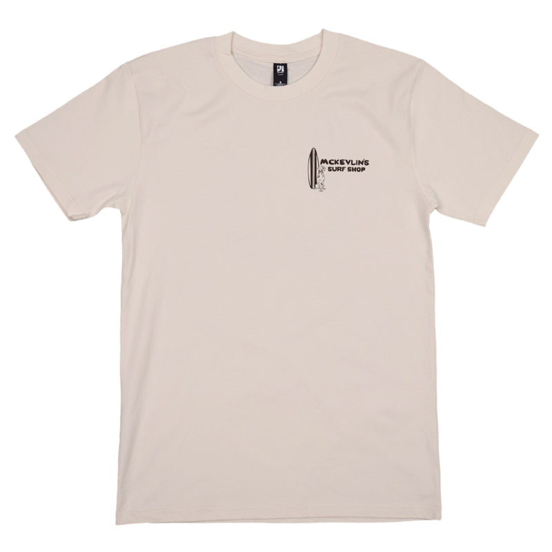 McKevlin's - Fetchin' Waves Men's S/S T - Ecru - MCKEVLIN'S SURF SHOP