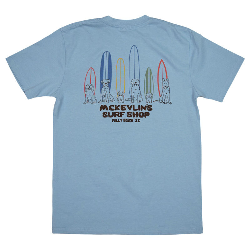 McKevlin's - Fetchin' Waves Men's S/S T - Pale Blue - MCKEVLIN'S SURF SHOP