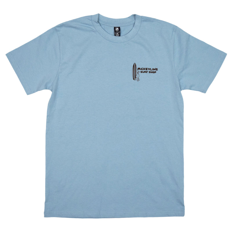 McKevlin's - Fetchin' Waves Men's S/S T - Pale Blue - MCKEVLIN'S SURF SHOP