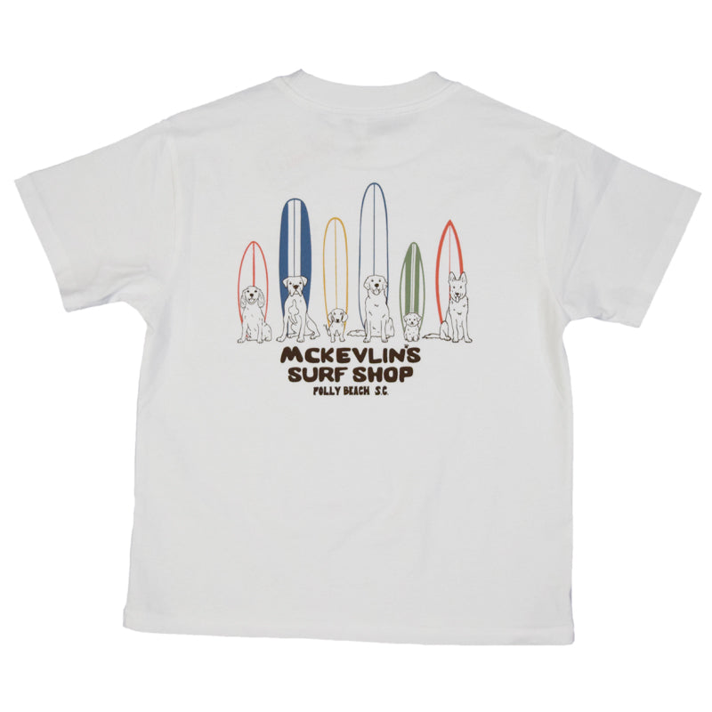McKevlin's - Fetchin' Waves Youth S/S T - White - MCKEVLIN'S SURF SHOP