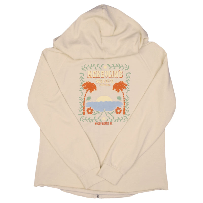 Follydise Women's Zip Up Hoodie - Bone - MCKEVLIN'S SURF SHOP