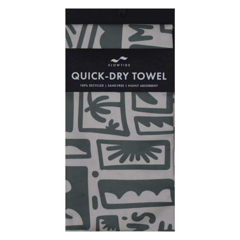 Slowtide - McKevlin's Quick-Dry Towel - Green/Grey - MCKEVLIN'S SURF SHOP