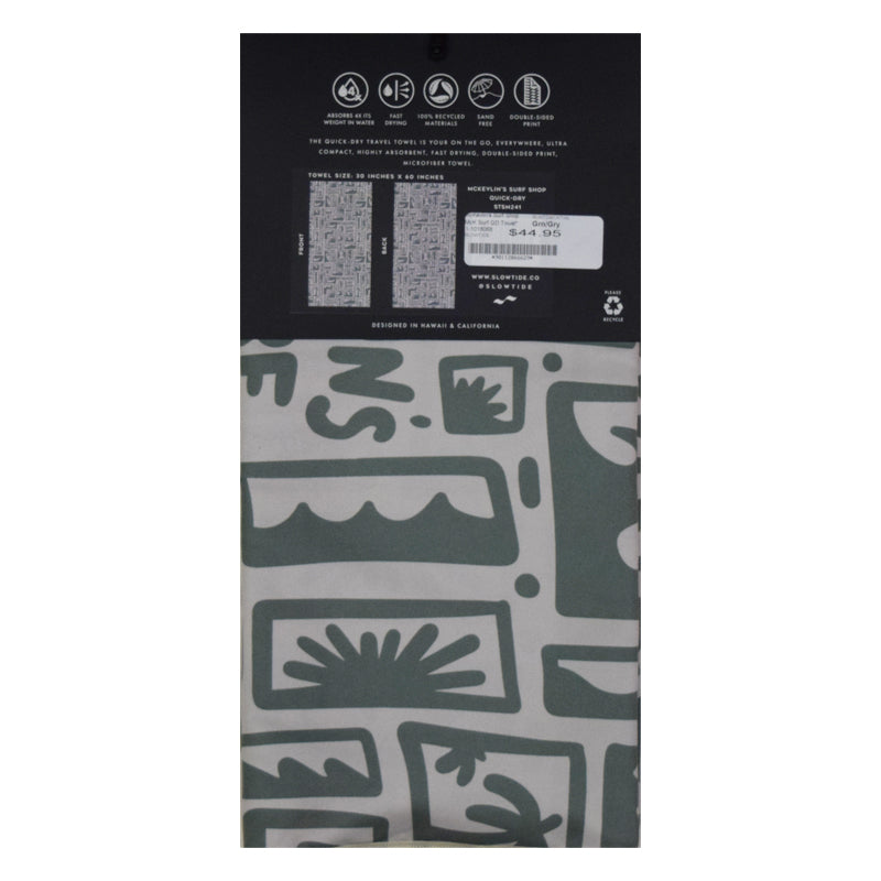 Slowtide - McKevlin's Quick-Dry Towel - Green/Grey - MCKEVLIN'S SURF SHOP