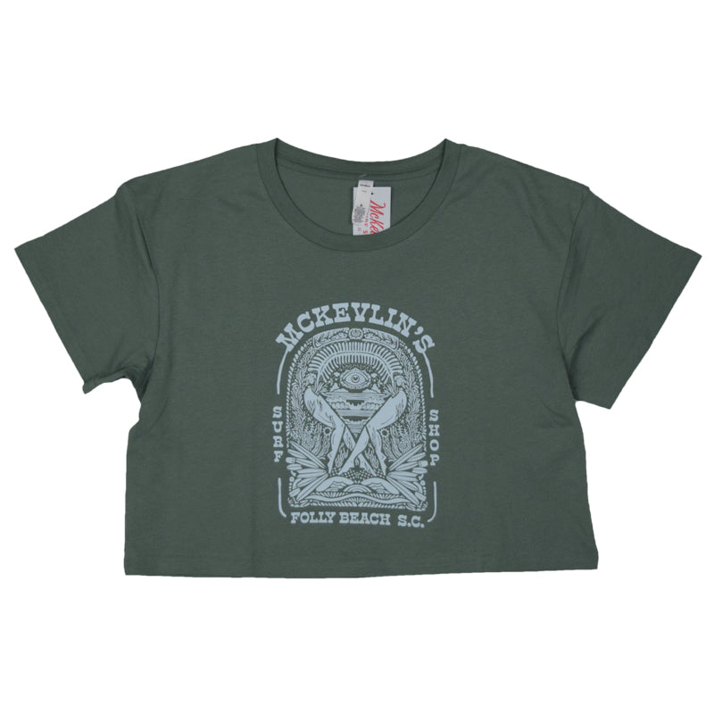 McKevlin's - Surf Spirits Women's Crop S/S T - Sage - MCKEVLIN'S SURF SHOP
