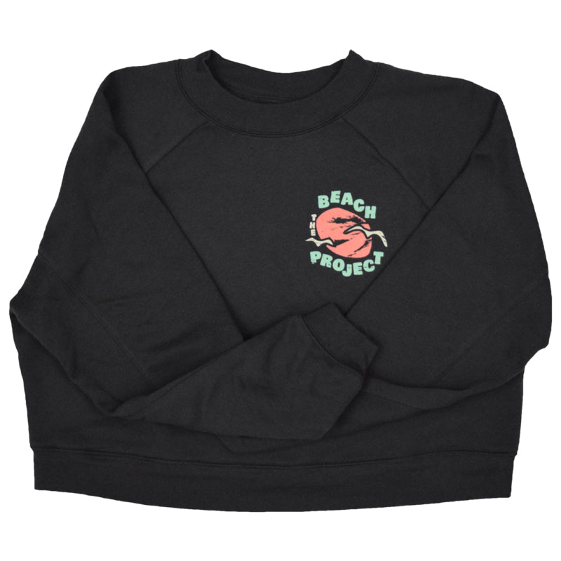 The Beach Project - Surfrider Women's Crop Crew Fleece - Dark Grey - MCKEVLIN'S SURF SHOP