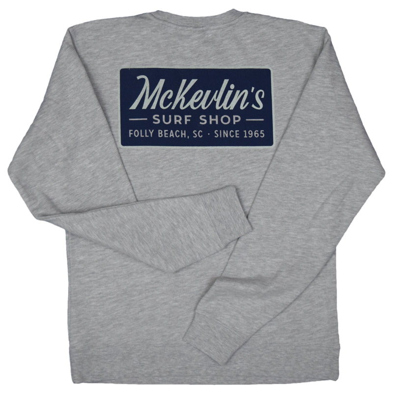 McKevlin's - Craig Patch Men's Crew Fleece - Grey Heather - MCKEVLIN'S SURF SHOP