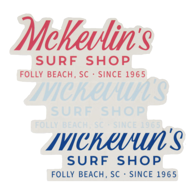 McKevlin's - Craig Script Sticker 3-Pack - 3 Colors – MCKEVLIN'S SURF SHOP