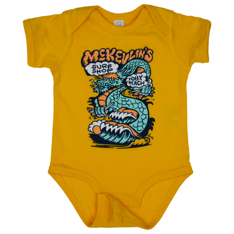 McKevlin's - Infant's Dragon Onesie - Gold - MCKEVLIN'S SURF SHOP