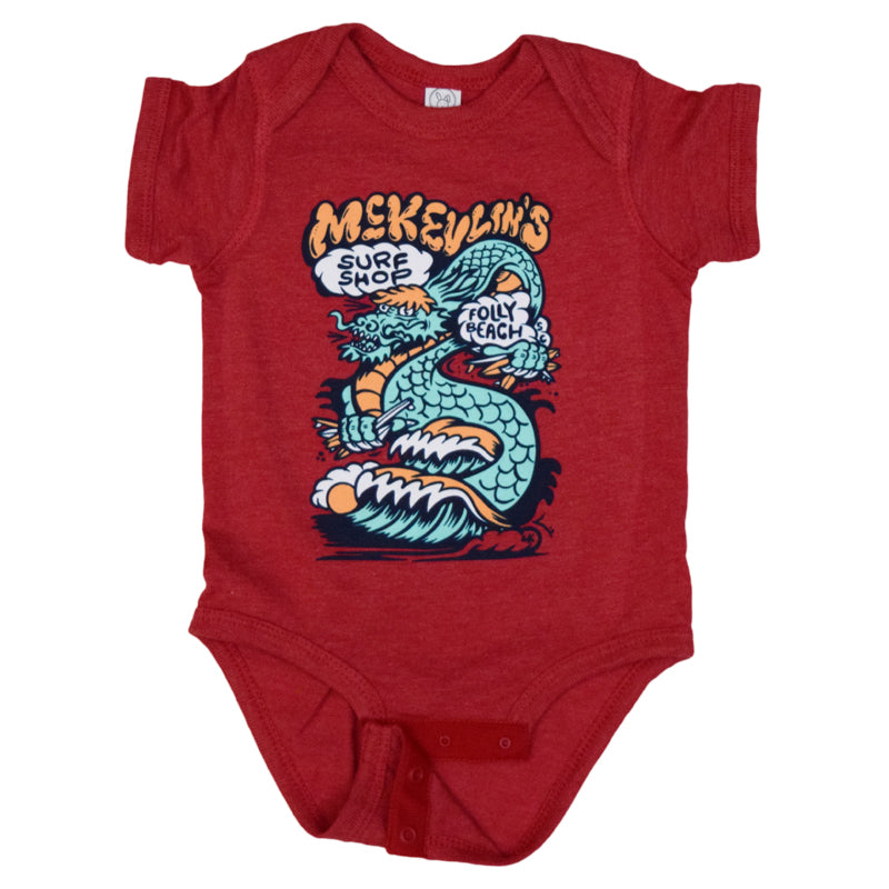 McKevlin's - Infant's Dragon Onesie - Vintage Red - MCKEVLIN'S SURF SHOP