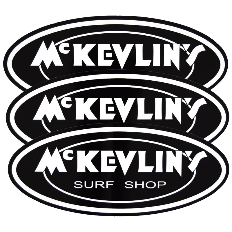 McKevlin's - Classic Oval Sticker 3-Pack - Large - Black/White - MCKEVLIN'S SURF SHOP