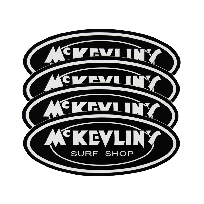 McKevlin's - Classic Oval Sticker 4-Pack - Small - Black/White - MCKEVLIN'S SURF SHOP